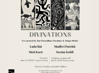 Divinations art exhibition at Anupa Mehta Contemporary Art featuring Indian contemporary and traditional artists.