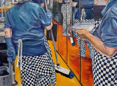 Christine Roychowdhury, Dinner Ladies 2023 120x75 oil on canvas